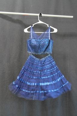 Tony Bowls Navy Blue 2 Piece Sequined Mini Dress Size: 2