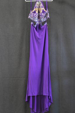 Dave and Johnny Purple Halter Sequin Gown Size: 44322