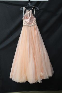 Jovani Blush Halter Style Full Length Dress Size: 4