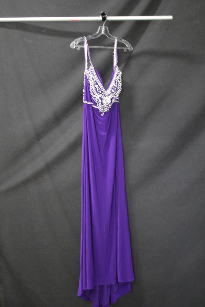 Eleni Elias Purple and White Full Length Dress Size: 8