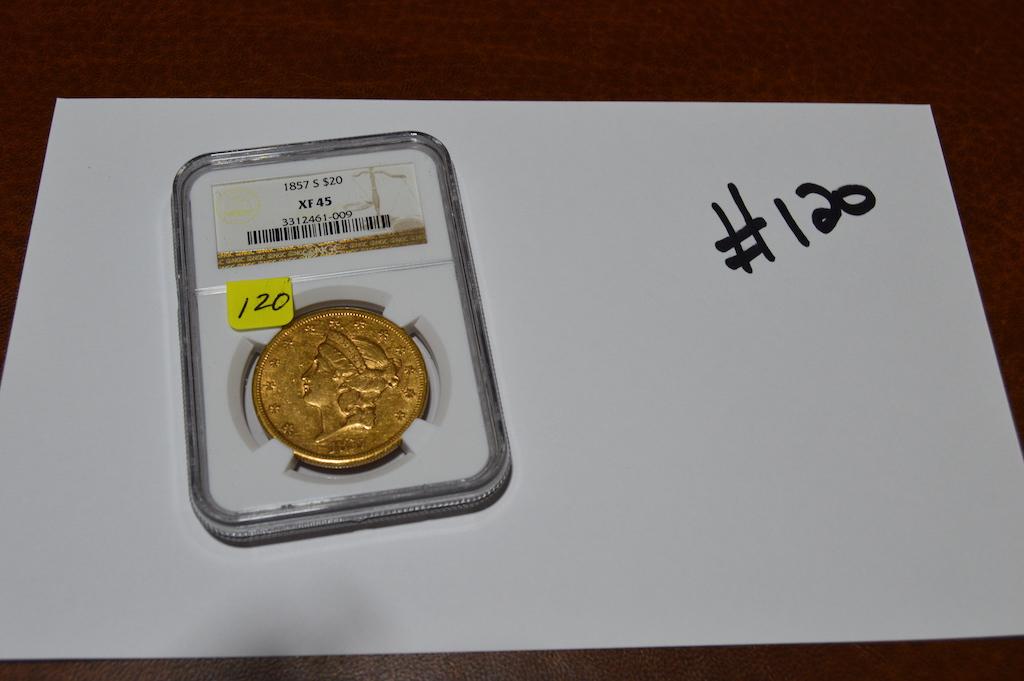 1857s Liberty $20 Gold Double Eagle XF45 NGC