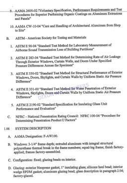 WINDOW SPECIFICATIONS AND INFORMATION