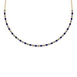 7.10 Ctw SI2/I1 Blue Sapphire And Diamond 14K Yellow Gold Necklace