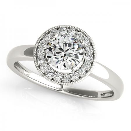 CERTIFIED PLATINUM 1.36 CTW J-K/VS-SI1 DIAMOND HALO ENGAGEMENT RING