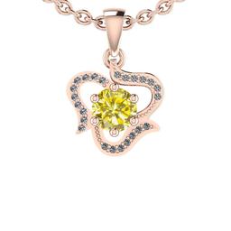 0.92 Ctw i2/i3 Treated Fancy Yellow And White Dimaond 14K Rose Gold Pendant