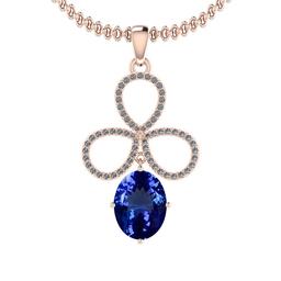 Certified 4.49 Ctw VS/SI1 Tanzanite And Diamond 14k Rose Gold Victorian Style Necklace