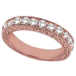 Antique style Style Pave Set Wedding Ring Band 14k Rose Gold 1.00ctw