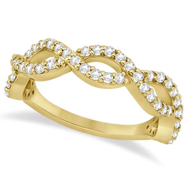 Twisted Infinity Semi-Eternity Diamond Band 14k Yellow Gold 1.00 ctw