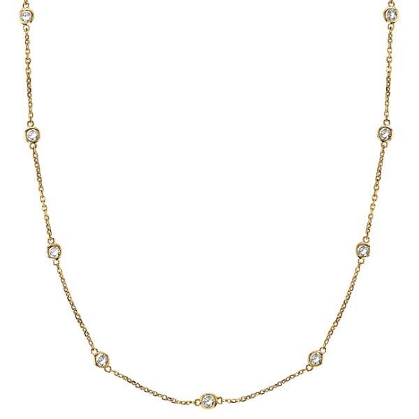 Station Bezel-Set Necklace in 14k Yellow Gold 1.50 ctw