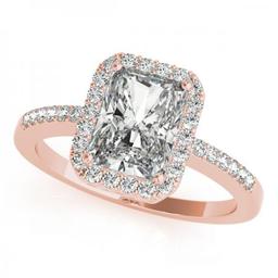 CERTIFIED 18KT ROSE GOLD 1.00 CTW J-K/VS-SI1 DIAMOND HALO ENGAGEMENT RING