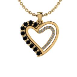 0.14 Ctw i2/i3 Treated fancy Black Diamond 14K Yellow Gold Pendant Necklace