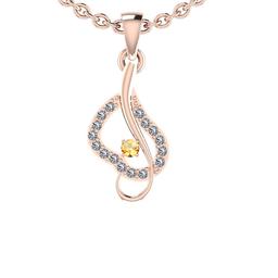 0.13 Ctw I2/I3 Citrine And Diamond 10K Rose Gold Pendant