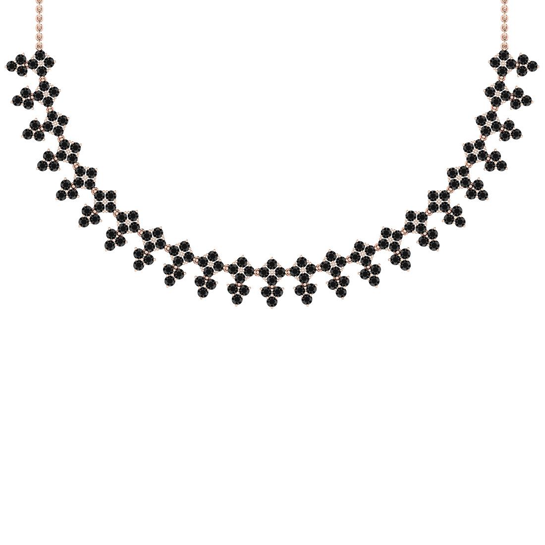 16.10 Ctw i2/i3 Treated Fancy Black Diamond 14K Rose Gold Necklace