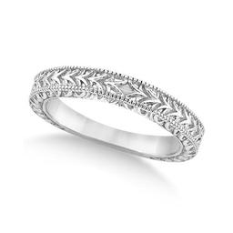 Antique style Engraved Wedding Band w/ Filigree and Milgrain platinum