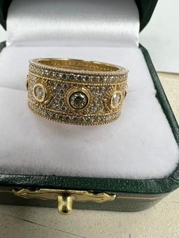 Vintage Style Bezel-Set Wide Band Diamond Ring | Proxibid