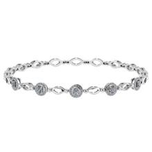 0.85 Ctw SI2/I1 Diamond Ladies Fashion 18K White Gold Tennis Bracelet