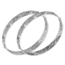 Certified 0.72 Ctw Diamond VS/SI1 Bangles 14K White Gold Made In USA