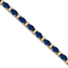 Diamond and Oval Cut Sapphire Tennis Bracelet 14k Yellow Gold 9.25ctw