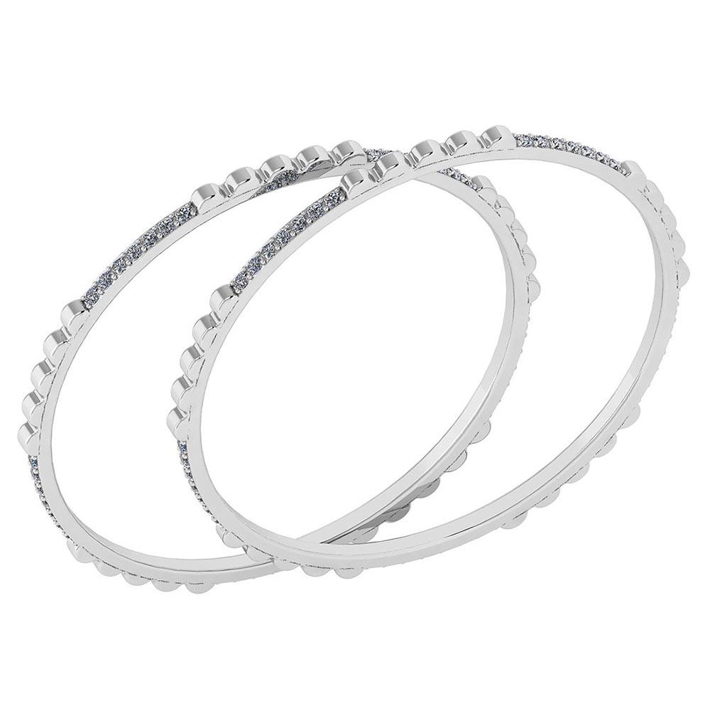 Certified 2.10 Ctw Diamond VS/SI1 Bangles 14K White Gold Made In USA