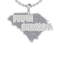 1.10 Ctw SI2/I1 Diamond 14K White Gold Express Your State Love SOUTH CAROLINA Necklace