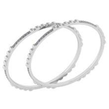 Certified 2.10 Ctw Diamond VS/SI1 Bangles 14K White Gold Made In USA