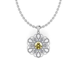 Certified 2.30 Ctw SI1/SI2 Natural Fancy Light Brown Yellow And White Diamond 14K White Gold Pendant