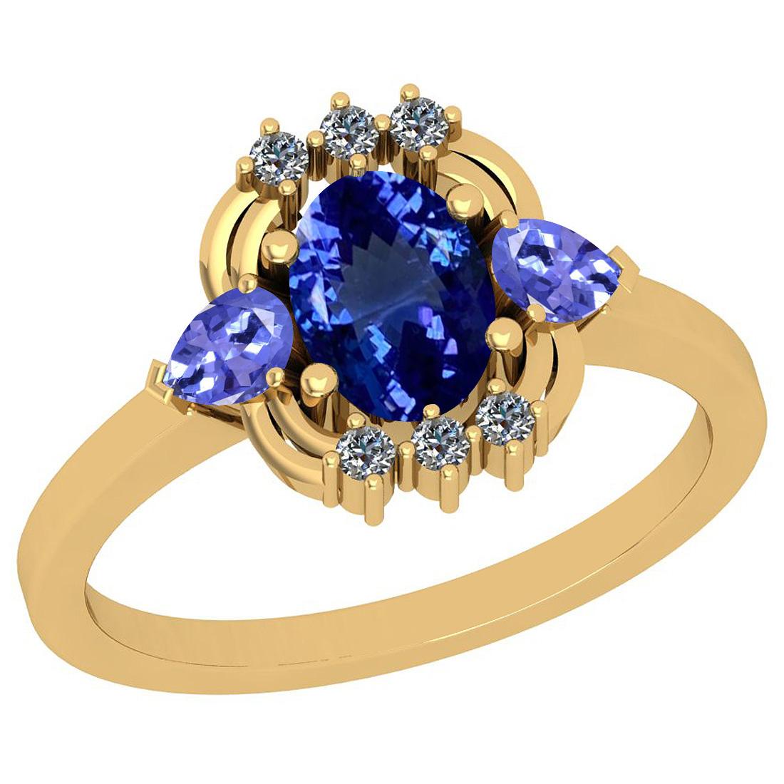 Certified 2.08 Ctw VS/SI1 Tanzanite And Diamond 14K Yellow Gold Ring