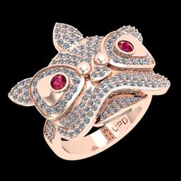 1.70 Ctw VS/SI1 Ruby and Diamond 14K Rose Gold Vintage style wild face Ring
