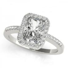 CERTIFIED 18KT WHITE GOLD 1.00 CTW J-K/VS-SI1 DIAMOND HALO ENGAGEMENT RING