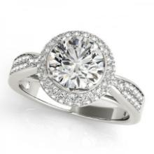 CERTIFIED PLATINUM 0.86 CTW J-K/VS-SI1 DIAMOND HALO ENGAGEMENT RING