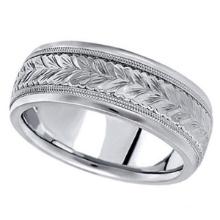 Hand Engraved Wedding Band Carved Ring in platinum 6.5mm