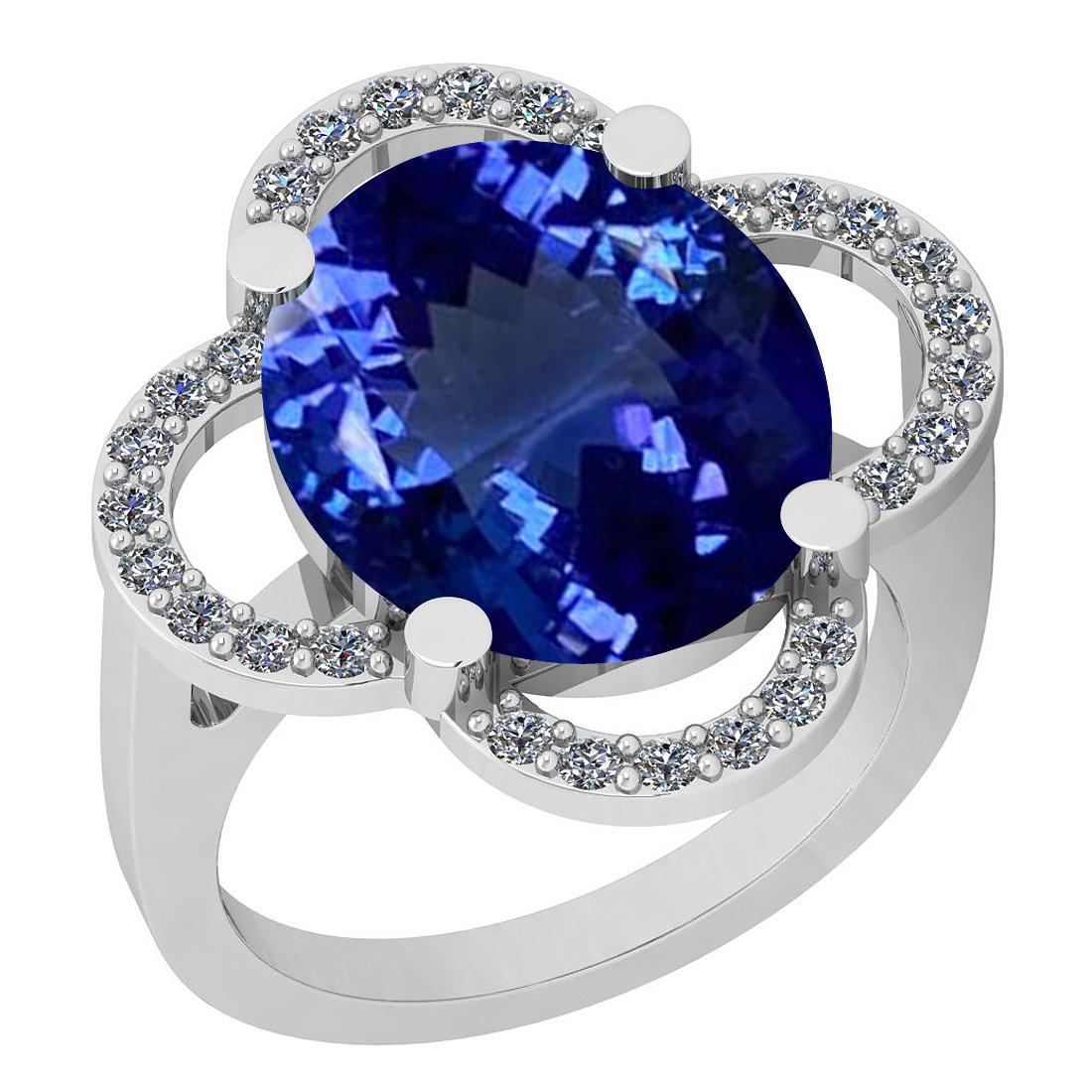 Certified 7.41 Ctw VS/SI1 Tanzanite And Diamond 14K White Gold Vintage Style Ring