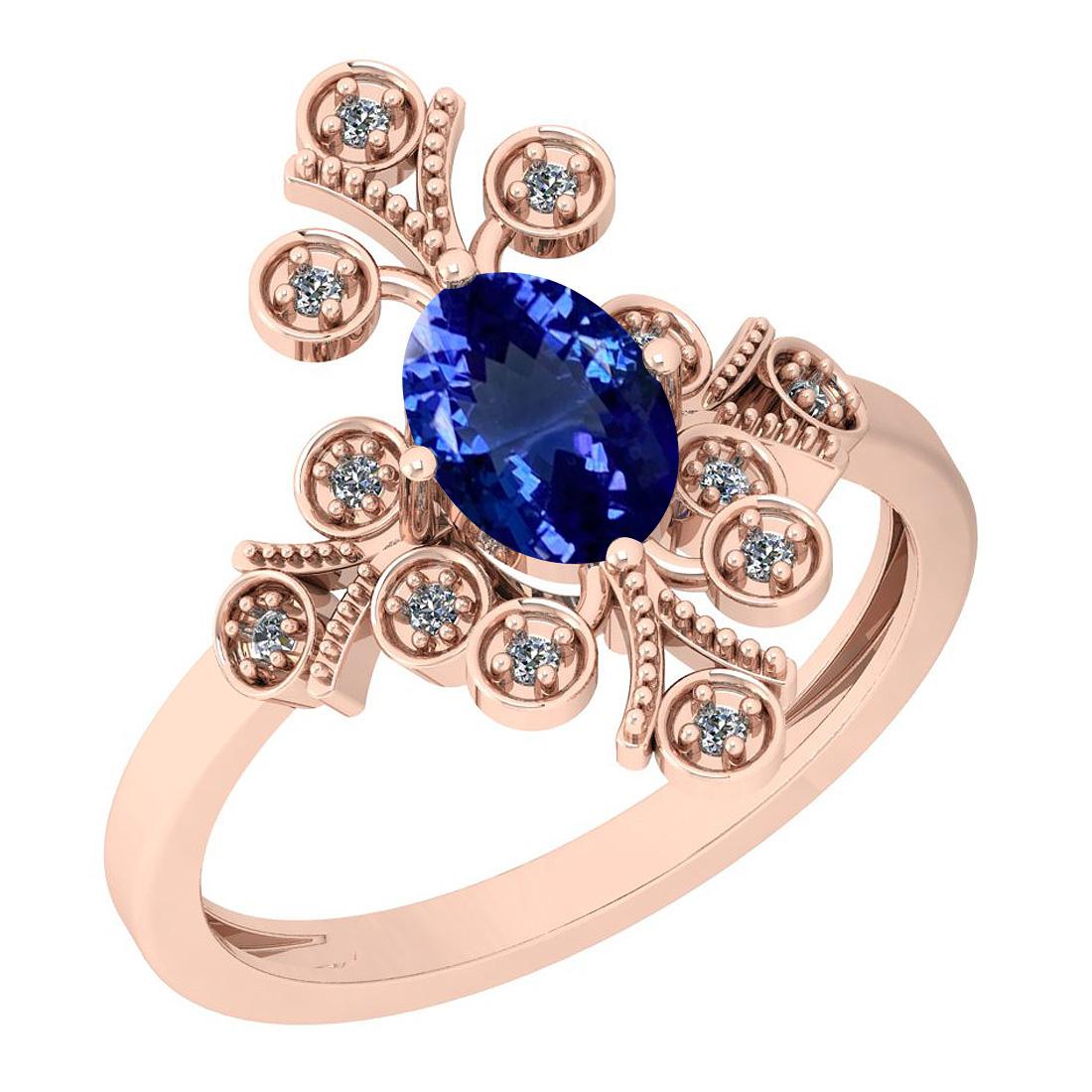 Certified 2.07 Ctw VS/SI1 Tanzanite And Diamond 14K Rose Gold Vintage Style Ring