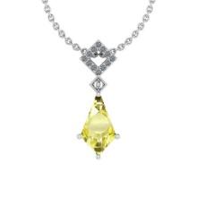 Certified 2.24 Ct Fancy Lemon And Diamond VS/SI1 Platinum Victorian Style Pendant