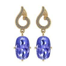 Certified 4.01 Ctw VS/SI1 Tanzanite and Diamond 14K Yellow Gold Earrings