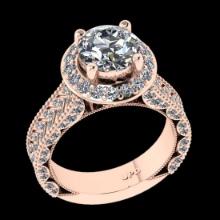 3.48 Ctw VS/SI1 Diamond 14K Rose Gold Vintage Style Ring