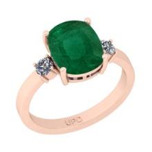 3.10 Ctw SI2/I1 Emerald And Diamond 14K Rose Gold Ring