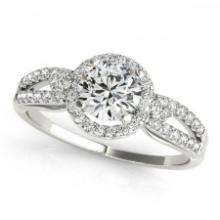 CERTIFIED PLATINUM 1.00 CTW J-K/VS-SI1 DIAMOND HALO ENGAGEMENT RING