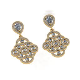 3.84 Ctw SI2/I1 Diamond 14K Yellow Gold Dangling Earrings