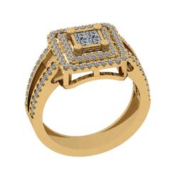 0.70 Ctw SI2/I1 Diamond 14K Yellow Gold Cluster Ring