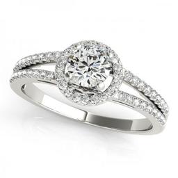 CERTIFIED PLATINUM .95 CTW J-K/VS-SI1 DIAMOND HALO ENGAGEMENT RING