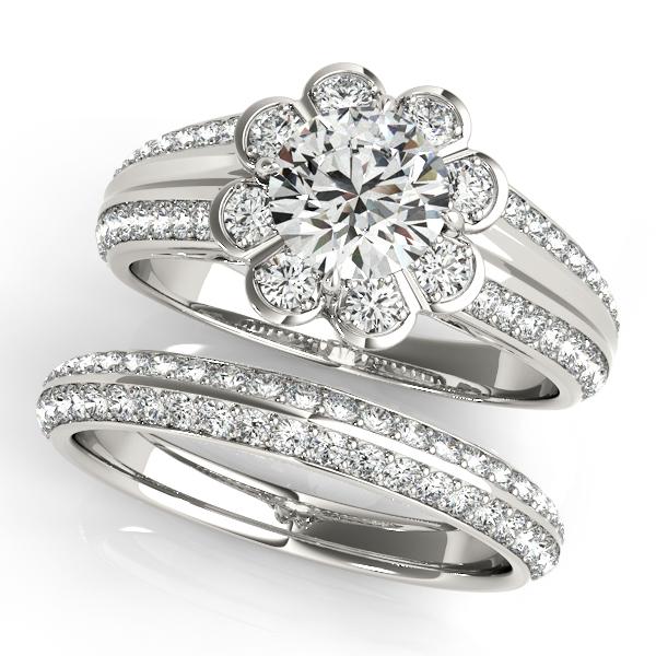 Certified 1.80 Ctw SI2/I1 Diamond 14K White Gold Vintage Style Bridal Set Ring