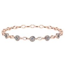 0.85 Ctw SI2/I1 Diamond Ladies Fashion 18K Rose Gold Tennis Bracelet