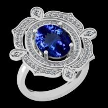 4.63 Ctw VS/SI1 Tanzanite And Diamond 10K White Gold Vintage Style Ring