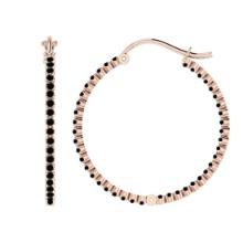 1.52 Ctw i2/i3 Treated Fancy Black Diamond 14K Rose Gold Hoop Earrings