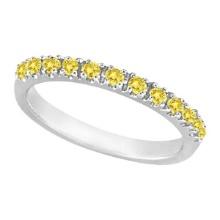 Yellow Canary Diamond Stackable Ring Band 14k White Gold 0.25 ctw