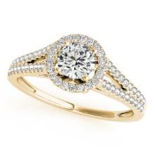 CERTIFIED 18K YELLOW GOLD 1.11 CTW J-K/VS-SI1 DIAMOND HALO ENGAGEMENT RING