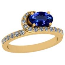 2.63 Ctw VS/SI1 Tanzanite And Diamond 18K Yellow Gold Promises Ring