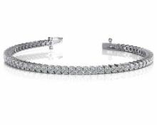 CERTIFIED 14K WHITE GOLD 9.00 CTW G-H SI2/I1 2 PRONG SET ROUND DIAMOND TENNIS BRACELET MADE IN USA