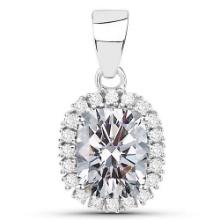 Certified 1.40 CTW Cussion Diamond 14K White Gold Pendant